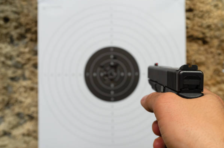 Outdoor target range with shooting targets